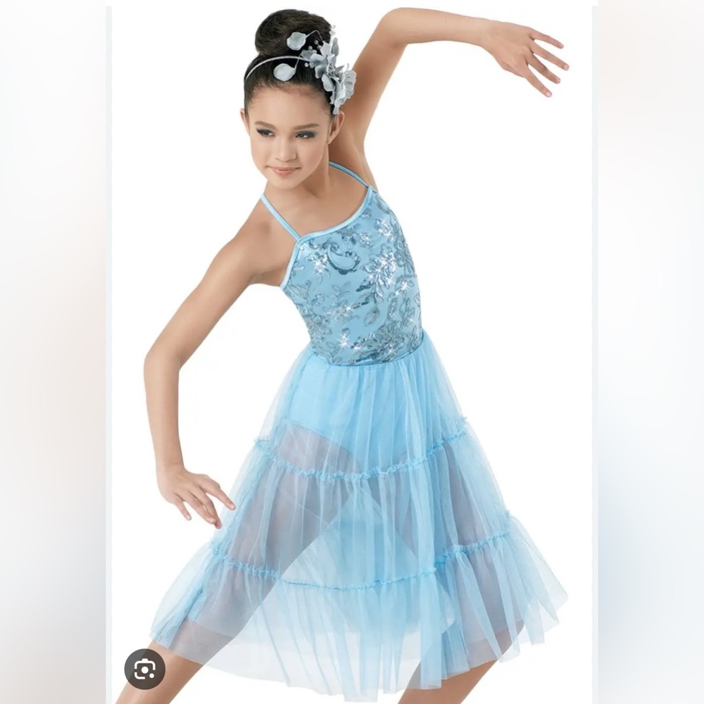 Weissman 9207 Light Blue Sequin Dance Dress lightly worn